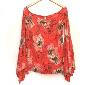 We The Free Red Floral Blouse